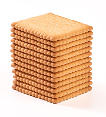 Crackers shot close-up with a macro lens on a white background, restaurant concept