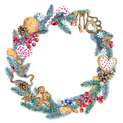 Christmas wreath, christmas illustration, holiday illustration