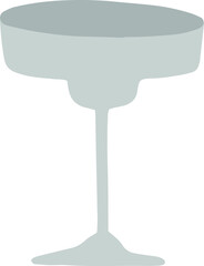 Merry Christmas party wine glass or goblet, png illustration in flat cartoon style. Isolated on transparent background