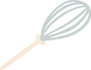 Cute kitchen cooking whisk tool sign icon, png illustration in flat cartoon style. Isolated on transparent background