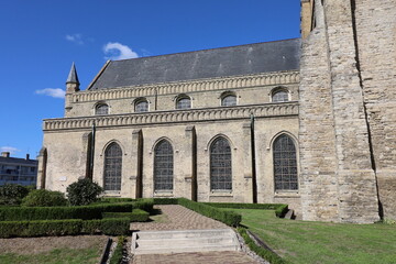 Eglise Notre Dame de Calais, église gothique, vue de l'extérieur, ville de Calais, département du Pas de Calais, France