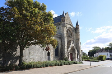 Eglise Notre Dame de Calais, église gothique, vue de l'extérieur, ville de Calais, département du Pas de Calais, France - obrazy, fototapety, plakaty