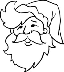 Funny Santa Claus face, hand drawn cartoon character, comic personage vector illustration. Decorative element, poster print, Christmas party invitation, postcard design. Traditional winter celebration