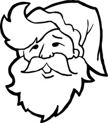 Funny Santa Claus face, hand drawn cartoon character, comic personage vector illustration. Decorative element, poster print, Christmas party invitation, postcard design. Traditional winter celebration