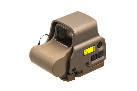 Modern optical collimator sight. Aiming device for shooting at short distances. Isolate on a white back.