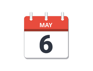 May 6th calendar icon vector.