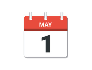 May 1st calendar icon vector. 