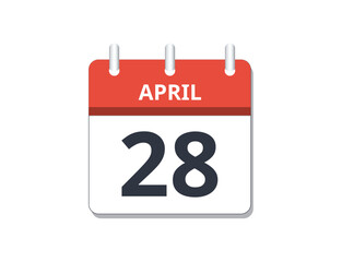 April 28th calendar icon vector. 