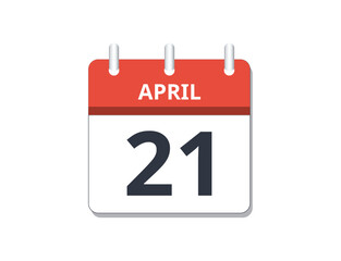 April 21st calendar icon vector.