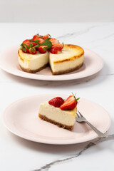 Piece of strawberry cheesecake