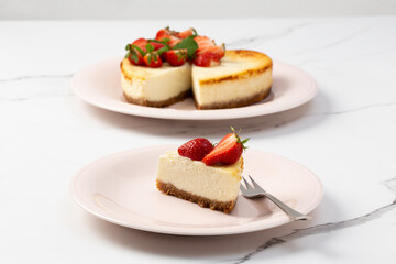 Piece of strawberry cheesecake