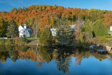 Beautiful shot of Joe's pond reflecting the sky above in West Danbury, Vermont