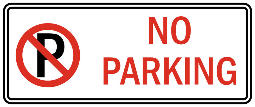 No parking sign and label
