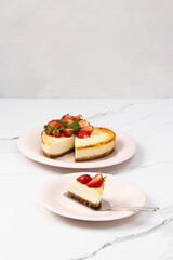 Heart shaped strawberry cheesecake for Valentine's Day