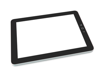 3d rendering of black tablet pc identical to ipade on white background.