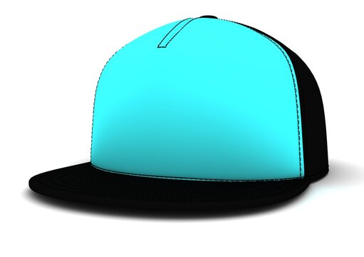 Images of black and blue baseball cap isolated on white background. 3d rendering.