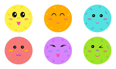 Set of glutinous rice balls with emoticons