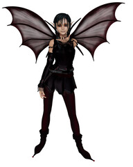 Gothic Halloween Fairy with Black Pigtails - Hand Outstretched, 3d digitally rendered fantasy illustration