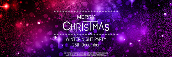 Christmas and New Year banner, party invitation card, booklet, horizontal flyer, coupon, gift voucher vector design template