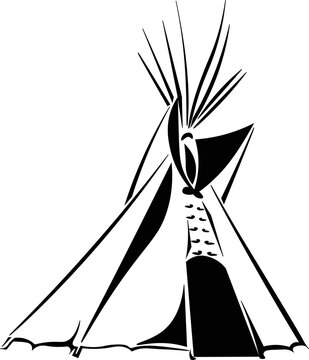 recommend clip art: Black and White Cartoon Illustration Vector of A Native American Teepee Yurt Tent
