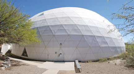 BioSphere 2 - Lung Sphere = A view of the dome containing one of the lungs at Biosphere 2 -  It is located north of Tucson, Arizona at the base of the stunning Santa Catalina Mountains.