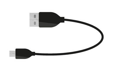 Usb cable type c lightning cord mini black flat. Portable charging smartphone connection tablet computer data transfer universal charge power supply electric mobile flexible plastic rubber isolated