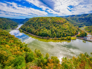 New River in the New River Gorge National Park and Preserve from Hawks Nest State Park in West Virginia USA