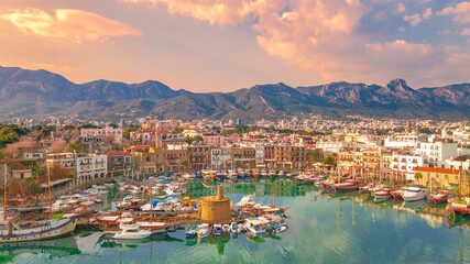 Fototapeta na wymiar Kyrenia Harbour Aerial, Cyprus