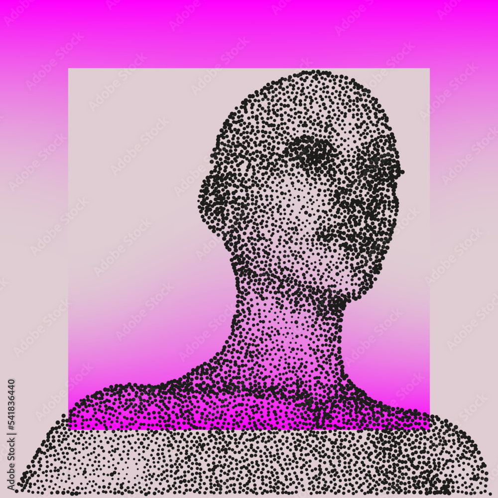 Aufkleber 3D vector illustration of the human face. Conceptual image of the artificial intelligence.