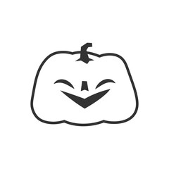 Carved pumpkin simple icon. Halloween jack o lantern funny pictogram.