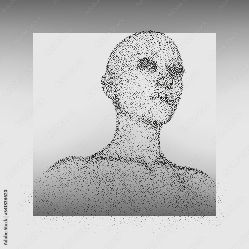 Poster 3d vector illustration of the human face. conceptual image of the artificial intelligence.