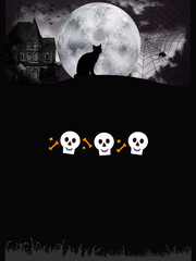 Halloween background with skeleton faces