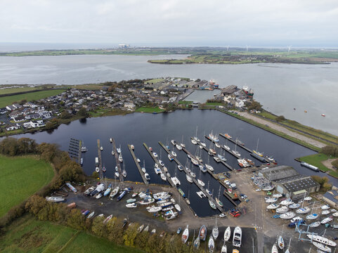 Aerial view of Glasson Dock and Morecambe Bay Lancashire