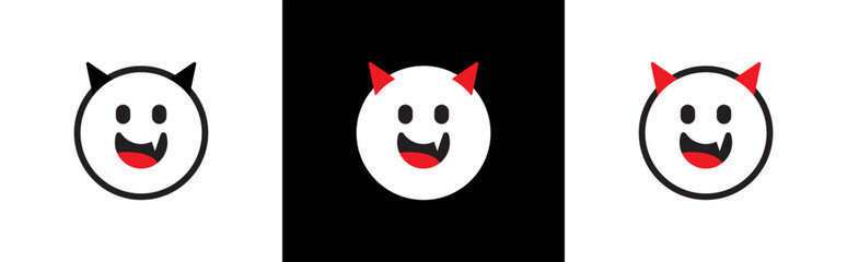 Devil emoji icon. Evil emoticon symbol signs, vector illustration