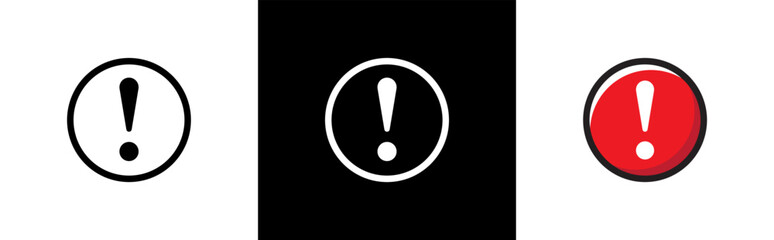 Exclamation mark icon style symbol signs, Vector illustration.
