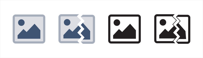 Gallery icon. image picture photo symbol. broken picture signs, vector illustration.