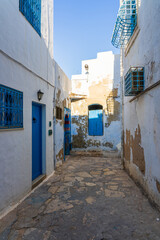 Quiet street in Medina of Hammamet, Tunisia