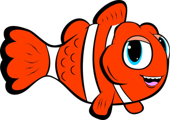 Cartoon Clown Fish PNG transparent background