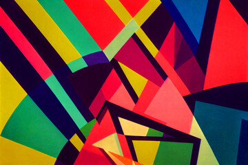 Artistic illustration of bright art deco geometric shapes