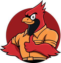 Red Cardinal Bird Mascot Design