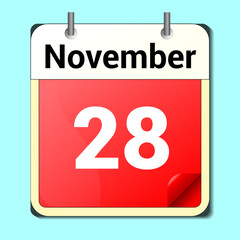 calendar vector drawing, date November 28 on the page