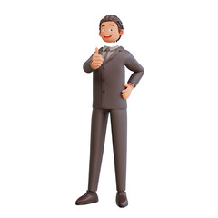 3d Render bussinesman showing thumbs up 