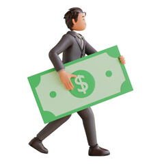 3d illustration bussinesman with dollar