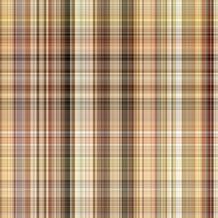 Woodland brown tartan seamless pattern textile. Tonal autumnal forest plaid with organic texture. Background of orange stripe for rough wallpaper. 