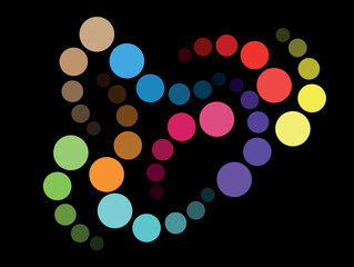 Abstract lights on black background, bokeh lights, moving colored circles, vector illustration