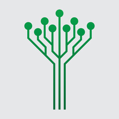 Technical circuit tree graphic illustration. Digital tech tree logo.