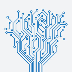 tech tree electrical circuit digital logo vector illustration.