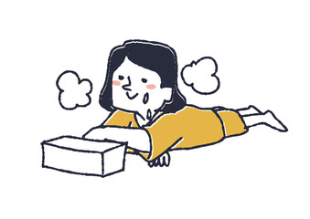 岩盤浴で汗をかく女性