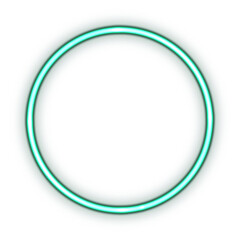 Title: Circle neon. Modern neon green glowing circle banner. Abstract neon circle with glowing lines.