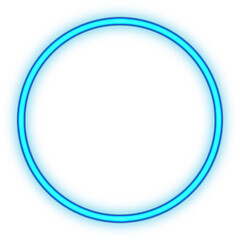 Title: Circle neon. Modern neon blue glowing circle banner. Abstract neon circle with glowing lines.